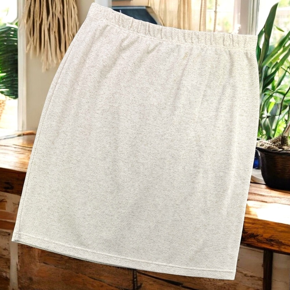 Vintage JK America Skirt Women 18/20 Linen Blend Knit Beige Pencil Plus Size